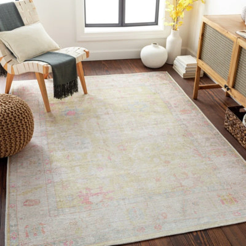 Image of Livabliss Machine Washable Traditionnal Boho Sage Amari Area Rug 200 X 275cm - Easy Care, Non Shedding, Ideal For Living Room & Bedroom