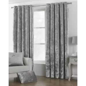 Image of Riva Home Verona Velvet Style Eyelet Curtains (66 x 90" (168 x 229cm)) (Silver) - Silver