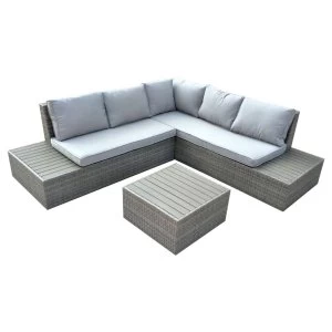 Image of Charles Bentley Rattan & Polywood Corner Lounge Set - Grey