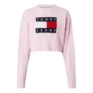 Image of Tommy Jeans Tjw Bxy Center Flag Sweater - Pink