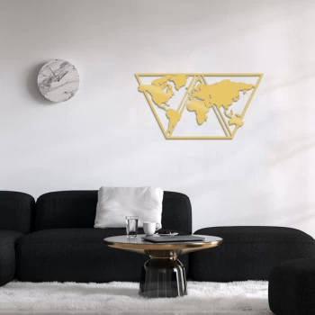 Image of World Map Metal Decor 9 - Gold Gold Decorative Metal Wall Accessory