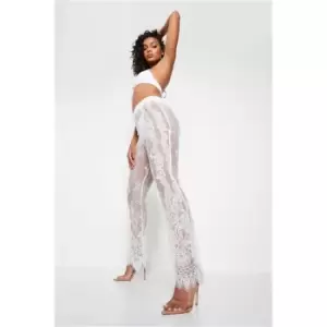 Image of I Saw It First Floral Lace High Waist Trousers - White