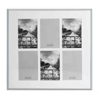 Image of Impressions Nickel Plated Photo Frame 6 Apertures 3.5 X 5