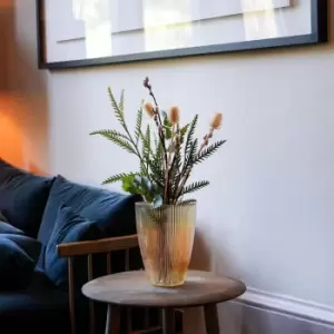 Image of Amber Ribbed Tall Vase H24.5Cm W18Cm