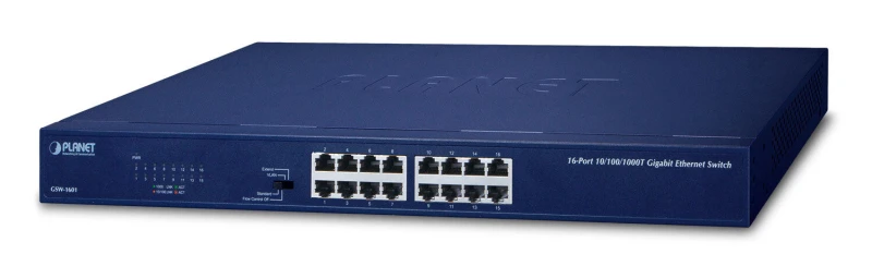 Image of Planet PLANET GSW-1601 Unmanaged Gigabit Ethernet (10/100/1000) 1U Blue GSW1601