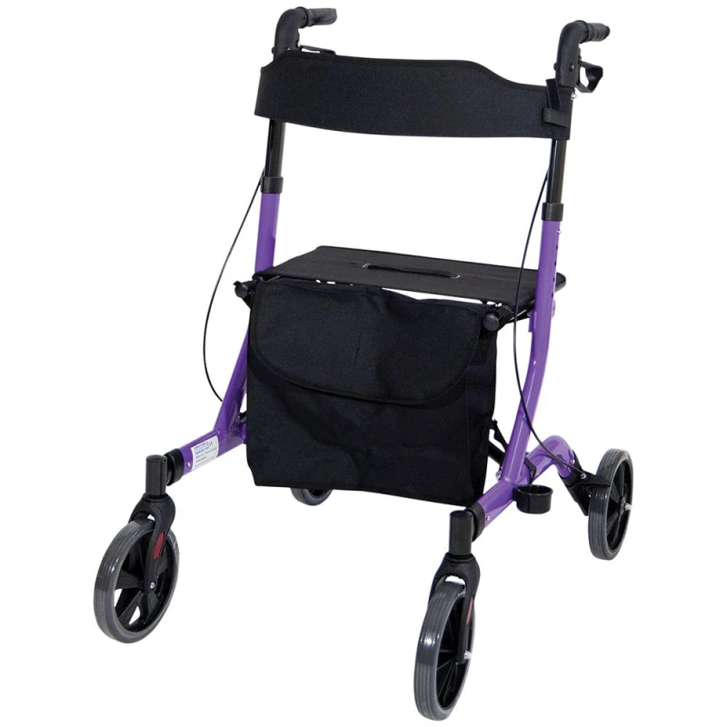 Image of Loops Purple Deluxe Ultra Lightweight Aluminium 4 Wheeled Rollator Foldable Walker Multi
