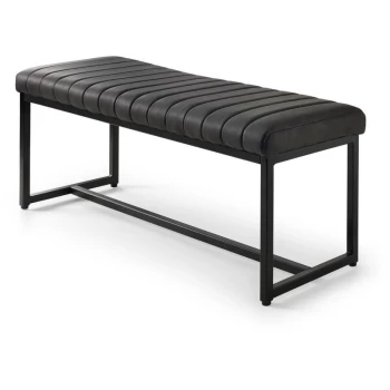 Image of Black Metal & Faux Leather Retro Style Dining Bench - Aurelia