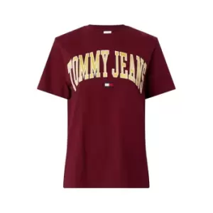 Image of Tommy Jeans Tjw Rlxd Collegiate Logo Ss - Red
