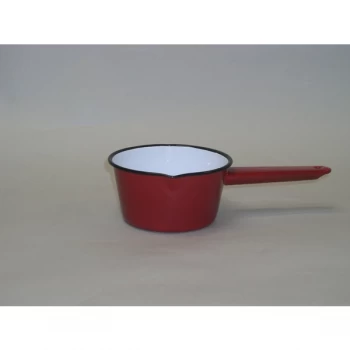Image of Falcon 14cm Red Enamel Milk Pan Red Black Rim