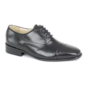 Image of Montecatini Mens Folded Cap Oxford Tie Leather Shoes (7 UK) (Black)
