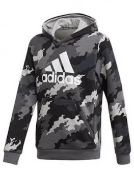 Image of Adidas Boys Badge Of Sport Hoodie - Grey Heather