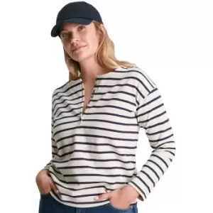 Image of Joules Womens Olive Cotton Long Sleeve Henley Top UK 10- Bust 35', (89cm)