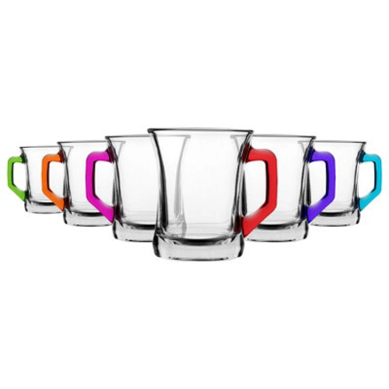 Image of LAV Glassware Lav Zen+ Glass Coffee Mugs - 225ml - Multicolour - Pack Of 6