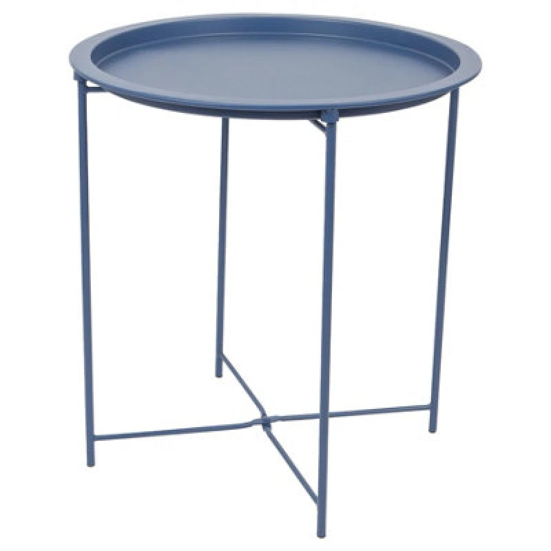 Image of Harbour Housewares Round Steel Tray Table - Matt Navy