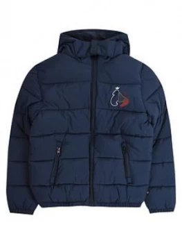 Image of Money Boys Tri King Ape Padded Jacket - Navy