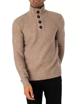 Image of Chunky Button High Neck Knit