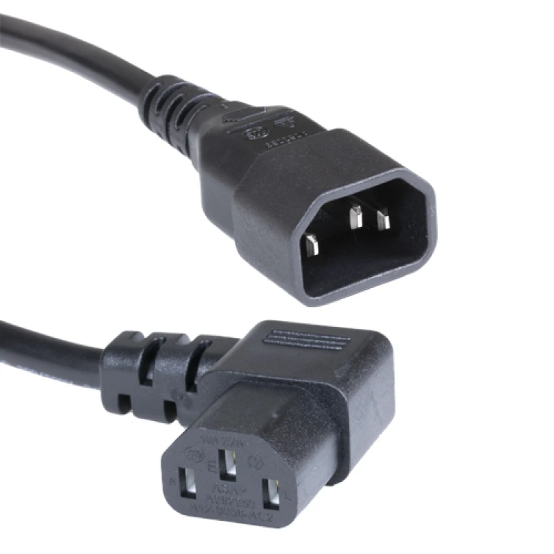 Image of Cablenet 2m IEC C14 - Right Angle IEC C13 Black PVC 1.0mm Power Leads