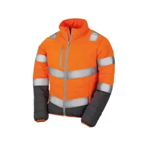 Image of Result Womens/Ladies Safe-Guard Soft Safety Jacket (XL) (Fluorescent Orange/Grey)