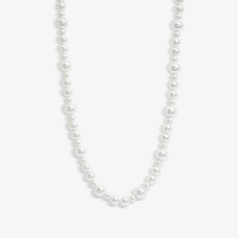 Image of Mood Gold Cream Pearl Strand T-Bar Necklace Gold female