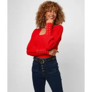 Image of Square Neck Jumper with Balloon Sleeves