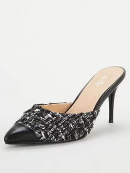 Image of Wallis Pickle Tweed Heeled Mule, Mono, Size 4, Women