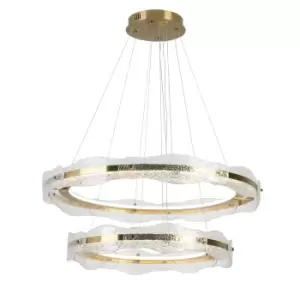 Image of Lira Cylindrical Pendant Ceiling Light Brushed Gold, Textured 3000K