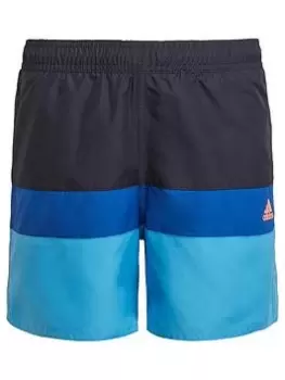 Image of adidas Boys Colourblock Swim Short, Dark Blue, Size 13-14 Years