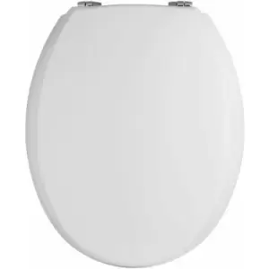 Image of Traditional Wooden Toilet Seat with Chrome Hinges - White - Nuie