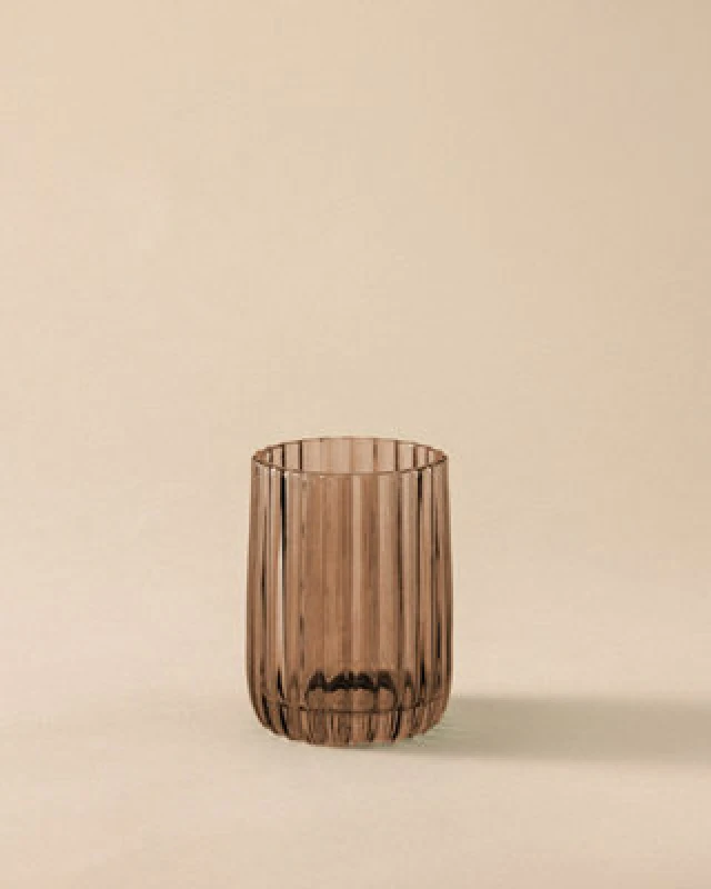 Image of Cosmic Toothbrush Holder, Tumbler, Resistant Glass, 8Cm Diameter, Free-Standing, Ambar Rose, Lido Collection
