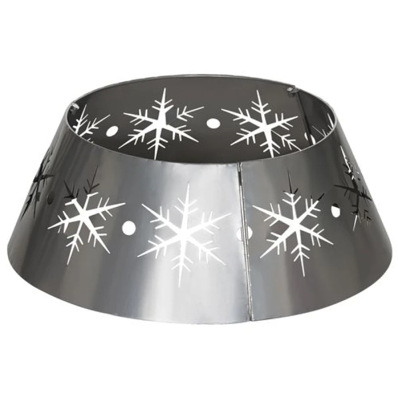 Image of HOMCOM Christmas Tree Base Cover with Hollow Snowflake Patterns Xmas Decoration Silver