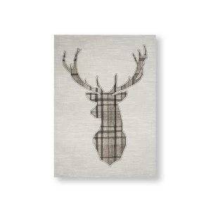 Image of Graham & Brown Tartan Stag Printed Canvas Wall Art - 50 x 70 cm