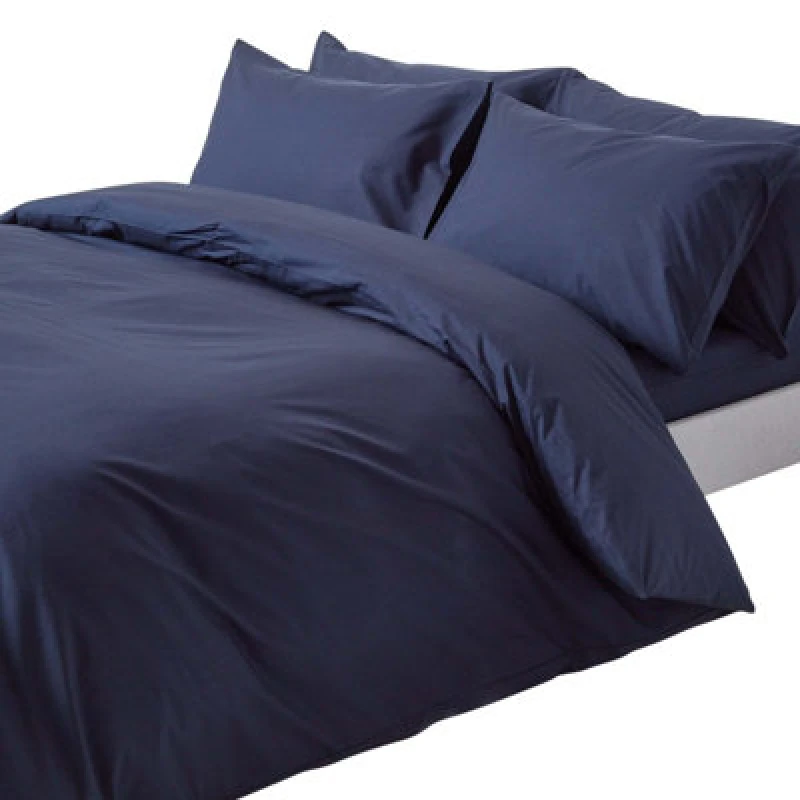 Image of Homescapes Navy Blue Egyptian Cotton Single Duvet Cover With One Pillowcase, 200 Tc