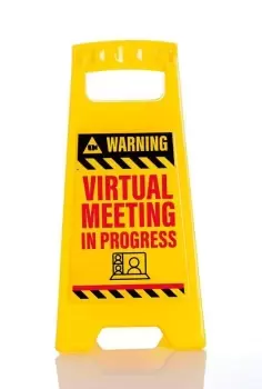Image of Virtual Meeting' Desk Warning Sign