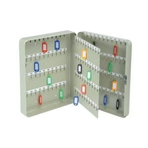Image of Original Key Cabinet Steel Grey with Lock and Wall Fixings 160 Numbered Hooks