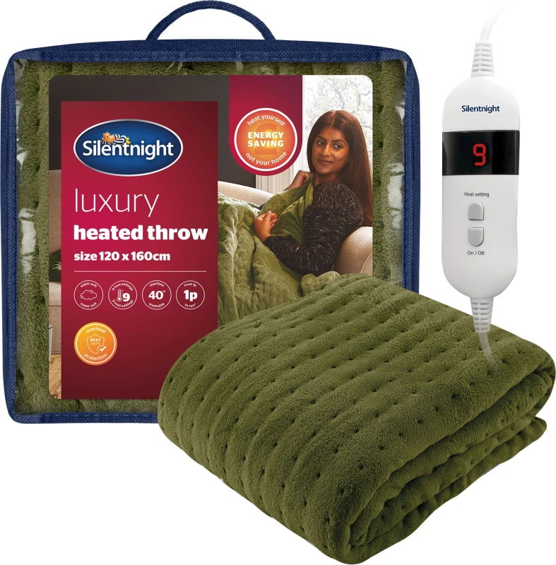 Image of Silentnight Luxury Heated Throw - Green