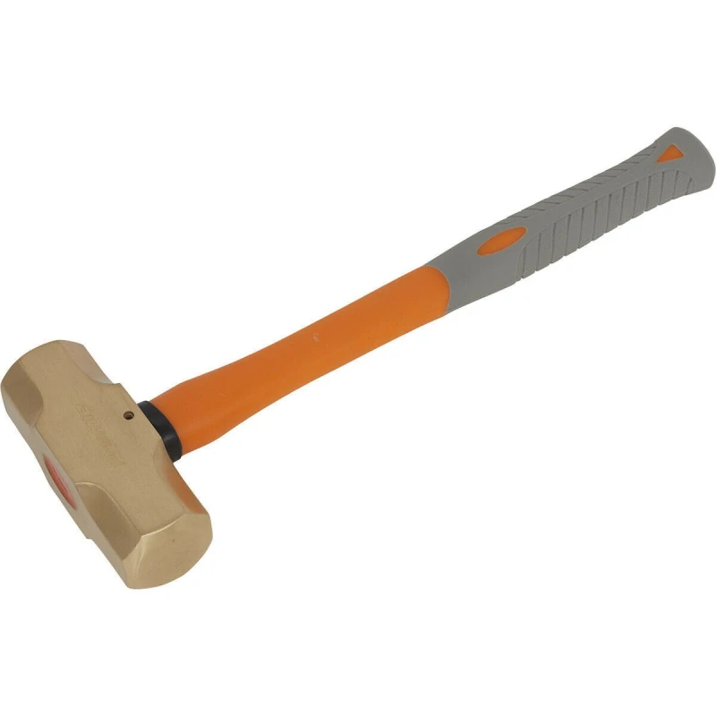 Image of Loops 4.4lb Sledge Hammer - Non-Sparking - Fibre Glass Shaft - Shock Absorbing Grip Clear