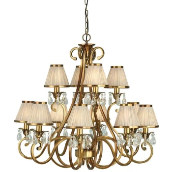Image of Interiors 1900 Lighting - Interiors Oksana Antique Brass - 12 Light Multi Arm Chandelier Antique Brass Finish, E14