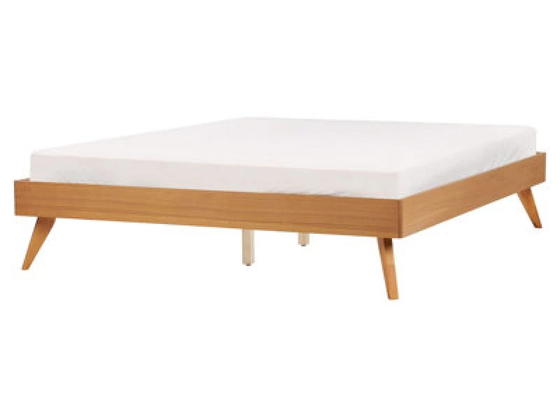 Image of Beliani Bed Without Headboard Berric 160 X 200 Cm (Eu King Size) Natural Ash Wood
