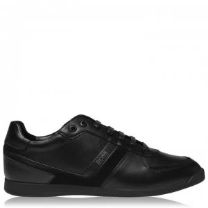 Image of Hugo Boss Glaze Leather Trainers Black 001 Men