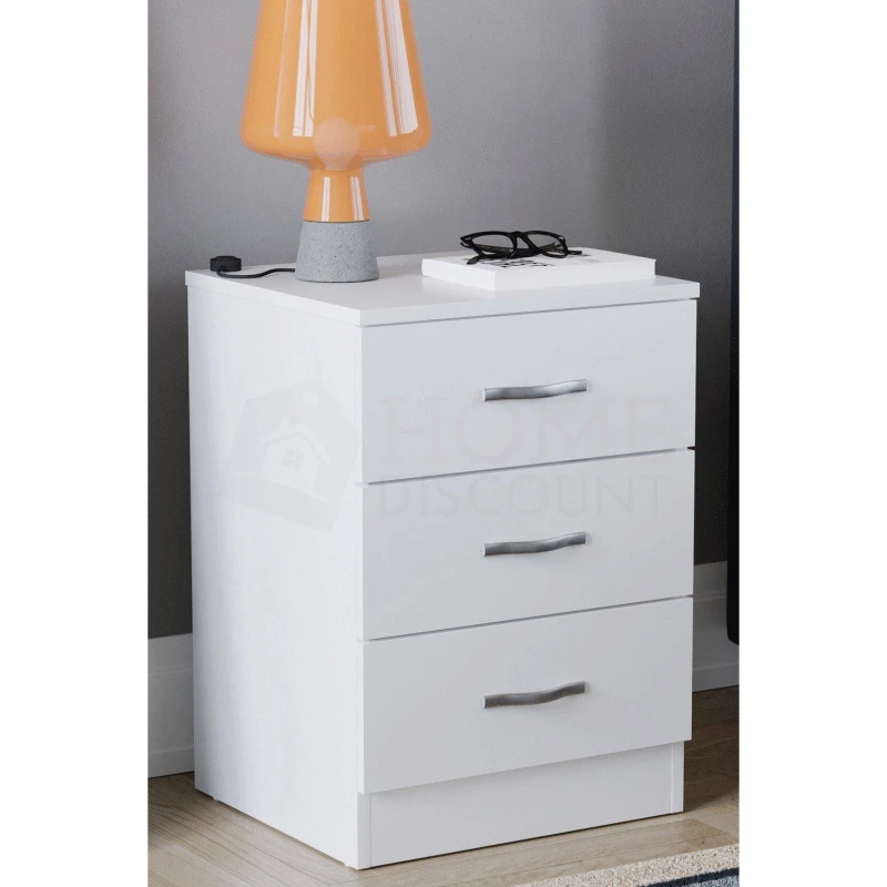 Image of Lassic Vida Designs Riano 3 Drawer Bedside Chest White unisex 3 Drawer