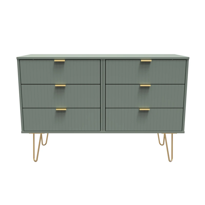 Image of Welcome Furniture Ready Assembled Linear 6 Drawer Chest In Reed Green LIF015RGRG
