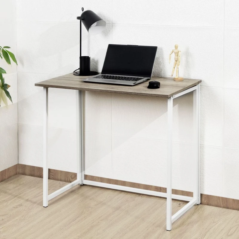 Image of Unbranded Folding Table: Compact, Stylish, Industrial Multipurpose Desk with Space-Saving Storage - White
