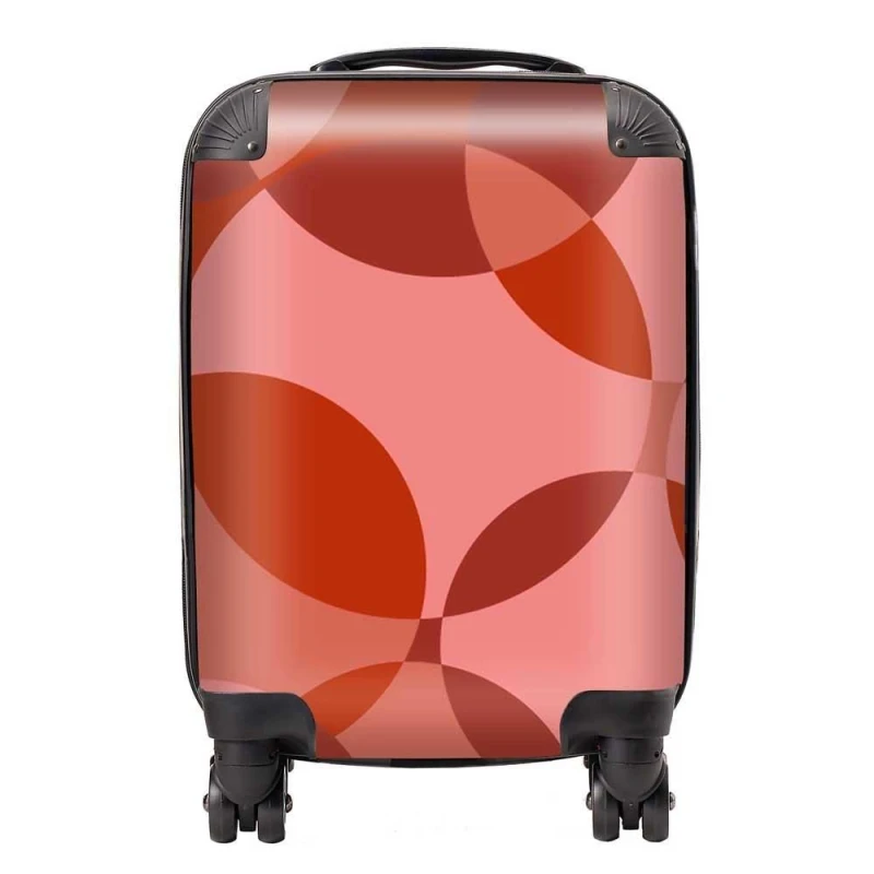 Image of Warren Reed - Designer Red Circle Pattern Suitcase Size: Large Red Unisex Large