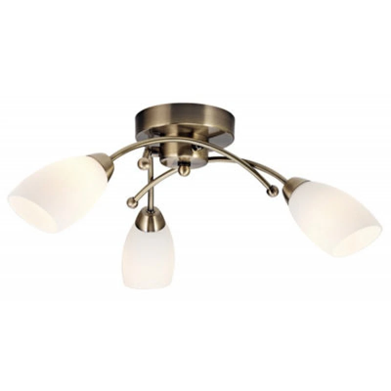 Image of Happy Homewares Contemporary 3 Arm Antique Brass Ceiling Light Fitting