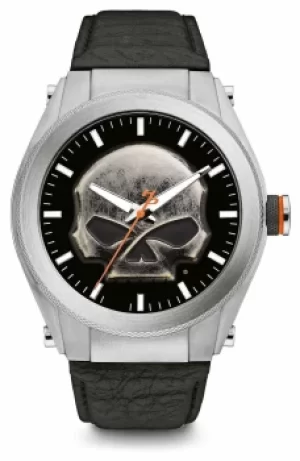 Image of Harley Davidson Heavy Metal Skull Dial Thick Case Black Watch