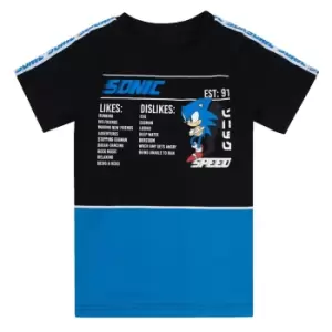 Image of Sonic The Hedgehog Boys Gaming Statistics T-Shirt (4-5 Years) (Black/Blue/White)
