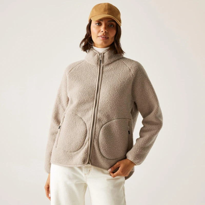 Image of Regatta Womens Frankie Borg Full Zip Fleece Taupe Beige female 16