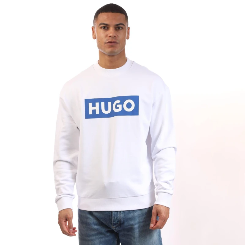 Image of Hugo Niero Logo Print Crewneck Sweatshirt White male XS