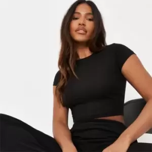 Image of Missguided Cap Sleeve Cropped T Shirt - Black