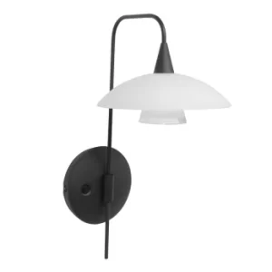 Image of Tallerken Dome Wall Light Matt Black Fixture, Glass White Matt, Transparent Matt